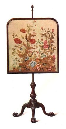Mahogany pole screen, 1906. Artist: Shirley Slocombe