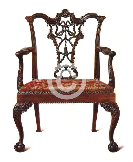 Mahogany ribbon back chair, 1906. Artist: Shirley Slocombe.