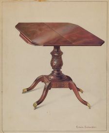 Mahogany Tilt-top Table, c. 1936. Creator: Erwin Schwabe
