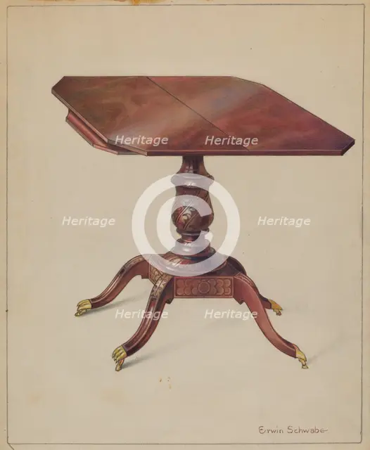 Mahogany Tilt-top Table, c. 1936. Creator: Erwin Schwabe.