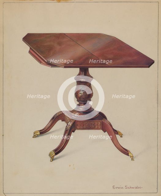 Mahogany Tilt-top Table, c. 1936. Creator: Erwin Schwabe.
