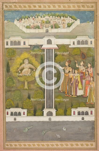 Mahliqa, Daughter of the Emperor of China, Pointing at the Bird-Man Khwaja Mubarak...(verso), c. 171 Creator: Unknown.