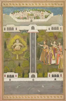 Mahliqa, Daughter of the Emperor of China, Pointing at the Bird-Man Khwaja Mubarak...(verso), c. 171 Creator: Unknown