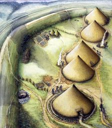 Maiden Castle c5th century BC, (c1990-2010). Artist: Miranda Schofield