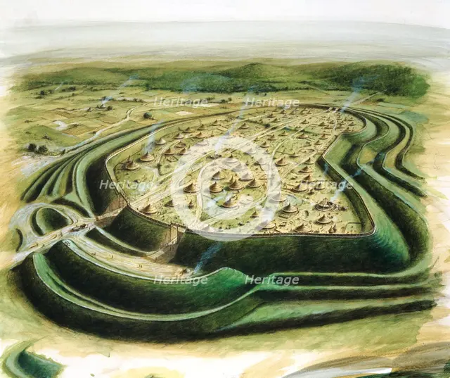 Maiden Castle, c5th century BC, (c1990-2010).  Artist: Paul Birkbeck.