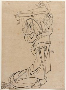 Maiden playing a samisen, late 18th-early 19th century. Creator: Hokusai