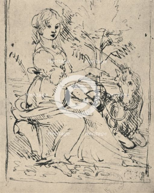'Maiden with a Unicorn', c1478-1480 (1945). Artist: Leonardo da Vinci.