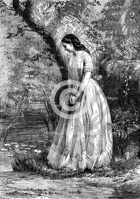 "Maidenhood" - painted by G. E. Hicks - from the Exhibition of the Royal Academy, 1856.  Creator: T. Bolton.