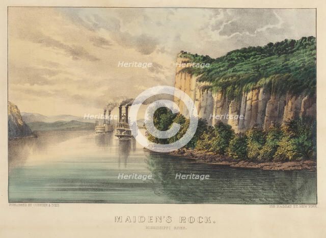 Maiden's Rock - Mississippi River, 1857-1907. Creators: Nathaniel Currier, James Merritt Ives.