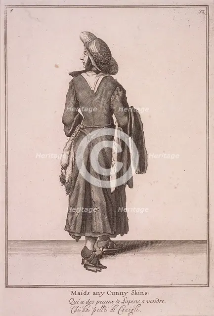 'Maids any cunny skins', Cries of London, (1688?). Artist: Anon