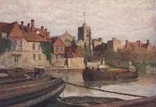 Maidstone. Back of the Ancient Palace, The Church and Old College from across the Medway c1900. Artist: William Biscombe Gardner