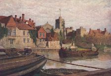 Maidstone. Back of the Ancient Palace, The Church and Old College from across the Medway c1900. Artist: William Biscombe Gardner