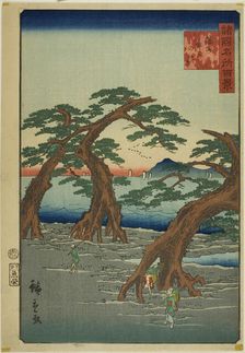 Maiko Beach, Banshu Province (Banshu Maiko no hama) from the series "One Hundred Famous Vi..., 1859. Creator: Utagawa Hiroshige II