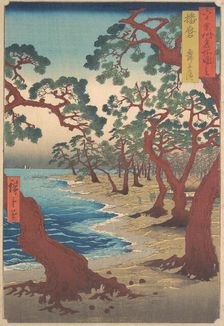 Maiko Beach, Harima Province, from the series Views of Famous Places in the Sixty-Odd ..., ca. 1853. Creator: Ando Hiroshige