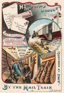 Mail train carrying letters to London from towns and cities in Britain, c1900