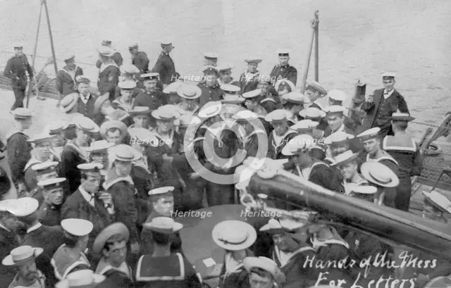 Mail call on board a ship, early 20th century. Artist: Unknown