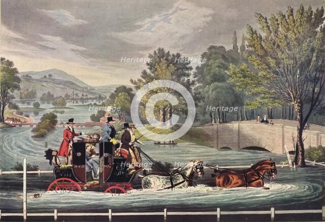 Mail Coach in a Flood, c1827, (1904). Artist: F Rosenbourg