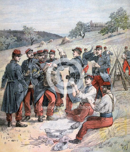 Mail delivery before the grand military manoeuvers, 1893. Artist: Henri Meyer