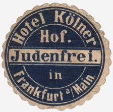 Mail sticker for the guests of the Hotel Kölner Hof in Frankfurt am Main, c. 1900