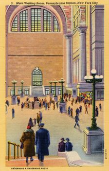 Main waiting room, Pennsylvania Station, New York City, New York, USA, 1933