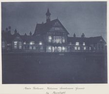 Main bathouse (sic), Rotorua Sanatorium grounds by moonlight, 1920s. Creator: Harry Moult