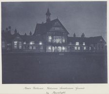 Main bathouse (sic), Rotorua Sanatorium grounds by moonlight, 1920s. Creator: Harry Moult