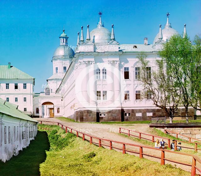 Main building of the St. Nilus Stolobensky Monastery, Lake Seliger, 1910. Creator: Sergey Mikhaylovich Prokudin-Gorsky.