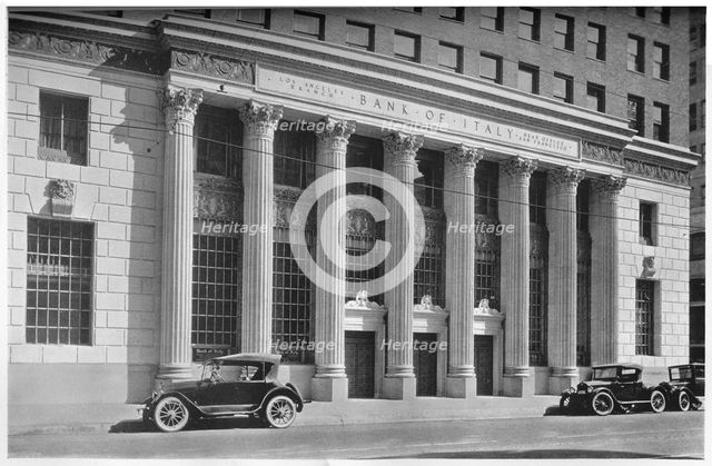 Main entrance to the Bank of Italy, Los Angeles, California, 1924. Artist: Unknown.