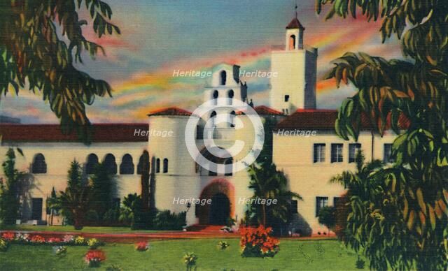 'Main Entrance. Administration Building, State College. San Diego, California', c1941. Artist: Unknown.