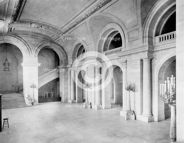 Main entrance hall, the New York Public Library, c.between 1910 and 1920. Creator: Unknown.