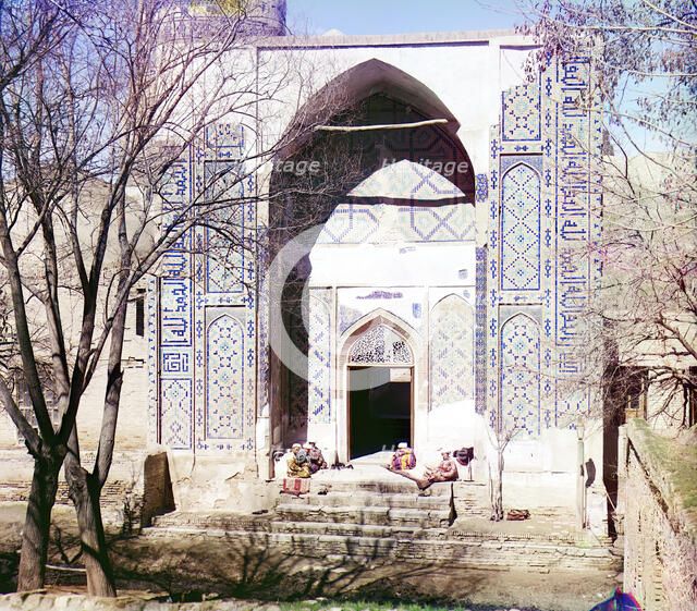 Main entrance into Shakh-i Zindeh mosque, Samarkand, between 1905 and 1915. Creator: Sergey Mikhaylovich Prokudin-Gorsky.