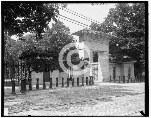 Main entrance, Mt. Auburn Cemetery, Cambridge,Massachusetts, between 1890 and 1901. Creator: Unknown.