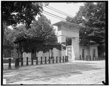 Main entrance, Mt. Auburn Cemetery, Cambridge,Massachusetts, between 1890 and 1901. Creator: Unknown
