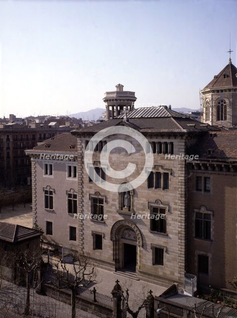 Main façade of the Council Seminary of Barcelona, by Elies Rogent built between 1878-1888.