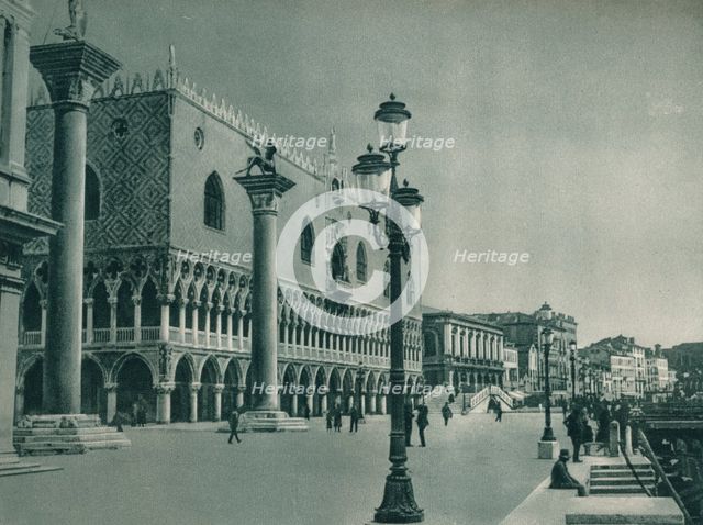 Main front of the Doge's Palace with Riva degli Schiavoni, Venice, Italy, 1927. Artist: Eugen Poppel.