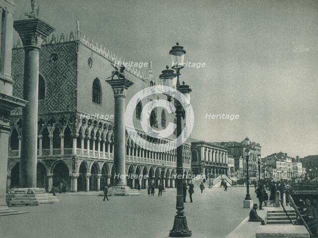 Main front of the Doge's Palace with Riva degli Schiavoni, Venice, Italy, 1927. Artist: Eugen Poppel.