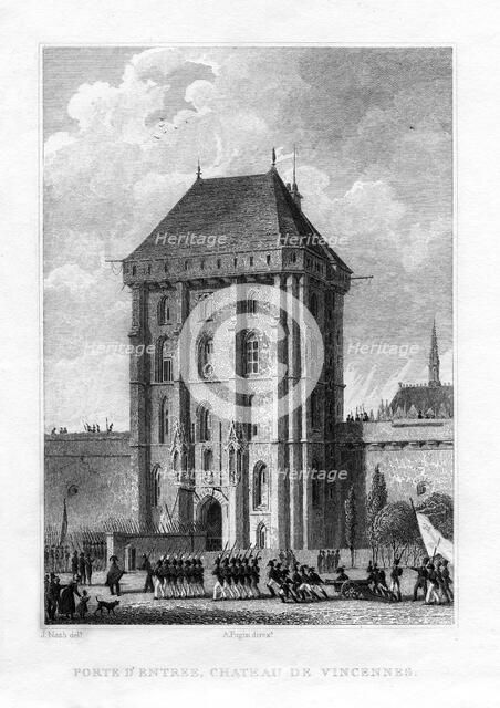 Main gate, Chateau de Vincennes, Paris, 1830.Artist: AWN Pugin