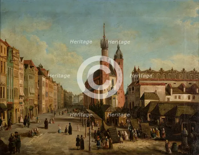 Main Market Square in Krakow with a View towards Mikolajska Street, c1858. Creator: Ludwik Krafft.