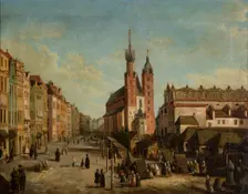 Main Market Square in Krakow with a View towards Mikolajska Street, c1858. Creator: Ludwik Krafft