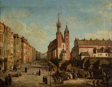 Main Market Square in Krakow with a View towards Mikolajska Street, c1858. Creator: Ludwik Krafft