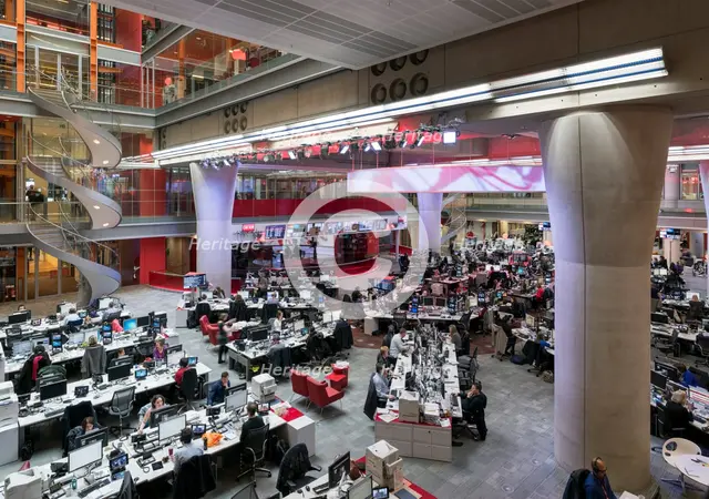 Main newsroom, New Broadcasting House, Portland Place, Marylebone, London, 2016. Creator: Chris Redgrave.