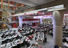 Main newsroom, New Broadcasting House, Portland Place, Marylebone, London, 2016. Creator: Chris Redgrave