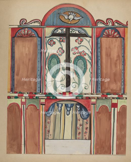 Main Reredos in Santa Cruz Church, Santa Fe County, 1935/1942. Creator: E. Boyd.