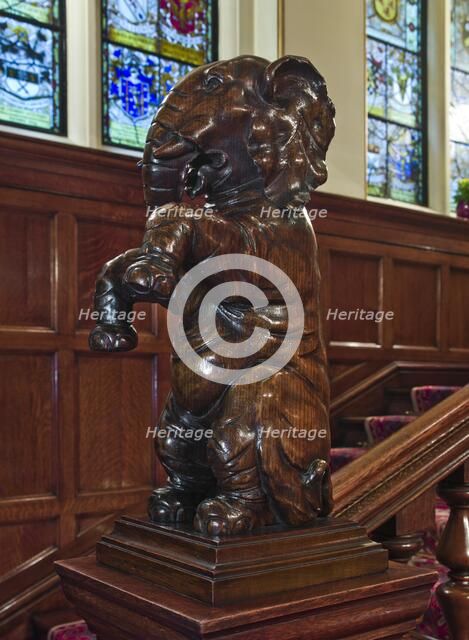 Main stair with elephant newel post, Cutlers' Hall, Warwick Lane, City of London, 2011. Artist: Derek Kendall.