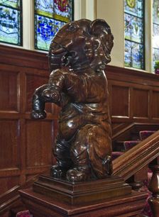 Main stair with elephant newel post, Cutlers Hall, Warwick Lane, City of London, 2011. Artist: Derek Kendall