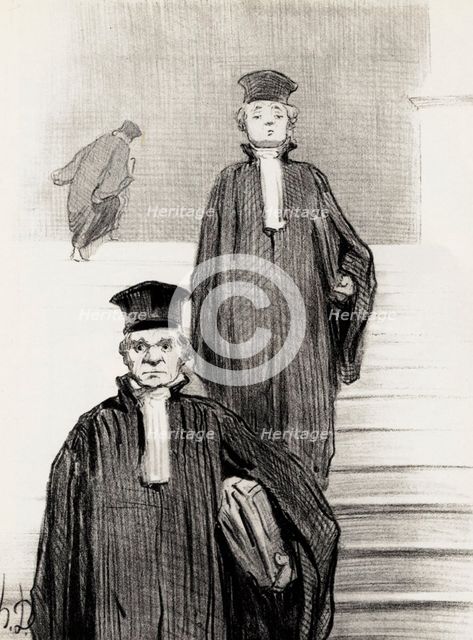 Main Stair case of the Palace of Justice, 1848.  Creator: Daumier, Honoré (1808-1879).
