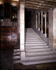 Main staircase and carriage entrance of the Güell Palace in Barcelona, ??1886-1889 by Antoni Gaud…