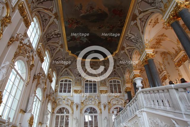 Main staircase of the Winter Palace, Hermitage Museum, St Petersburg, Russia. Creator: Sheldon Marshall.