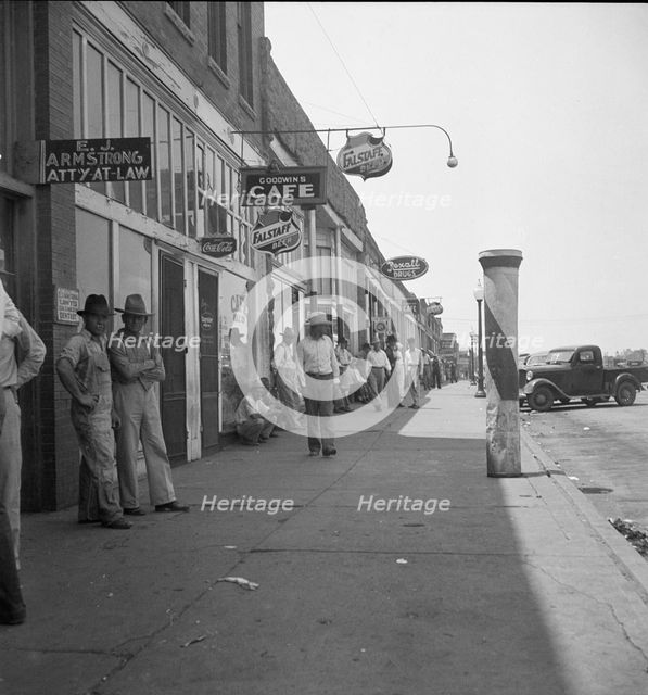 Main street during 1936 drought, Sallisaw, Sequoyah County, Oklahoma, 1936. Creator: Dorothea Lange.