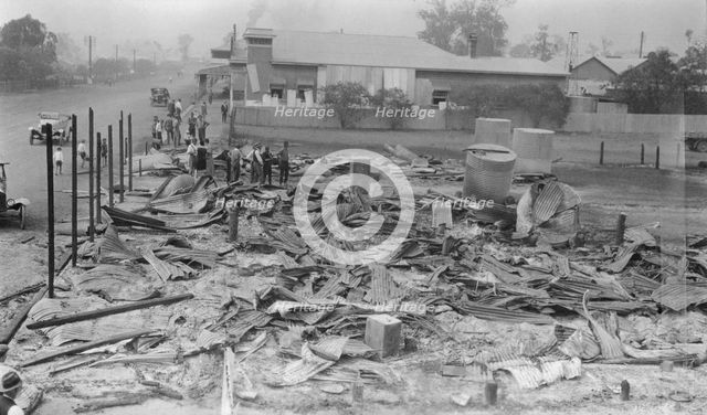 Main Street Fire Damage, Toogoolawah, Queensland, 1926. Creator: Jack Bain.